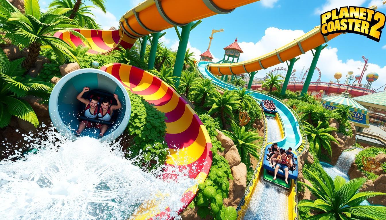 Créez des flumes explosifs dans Planet Coaster 2 pour des sensations fortes !